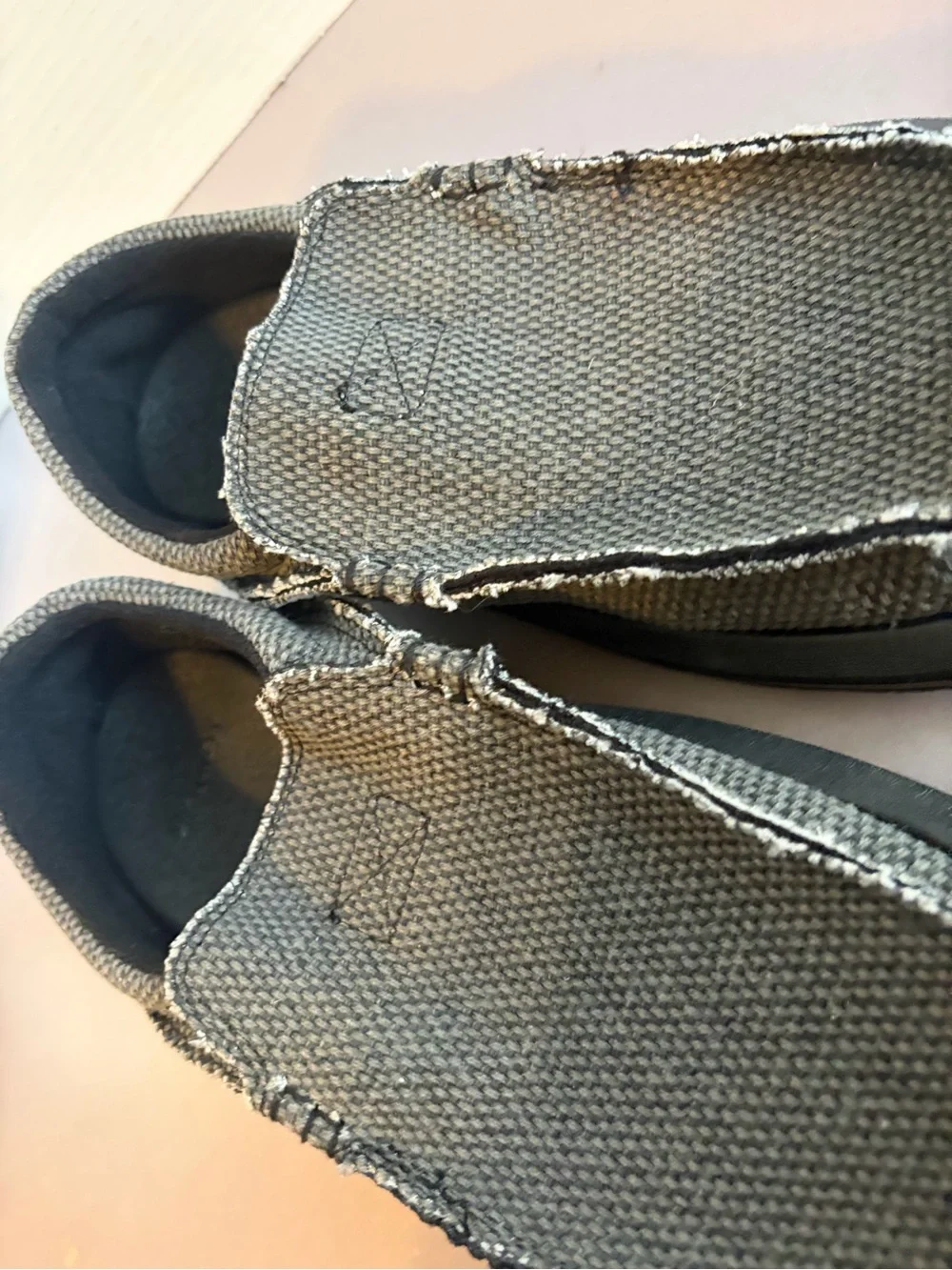 Sanuk Men’s Charcoal Canvas Slip-On Boat Shoes